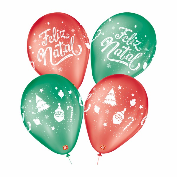 kit balões personalizados feliz natal – 50 und - Balões Express