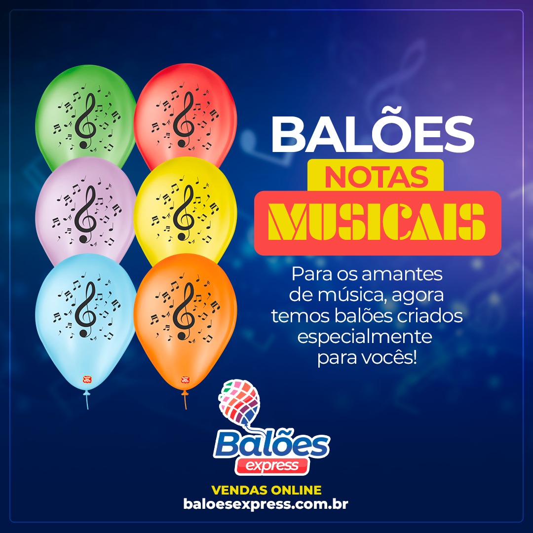 balões látex personalizados notas musicais