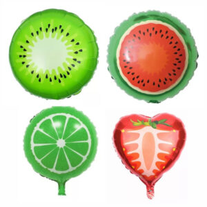 kit balões metalizados foil temáticos frutas