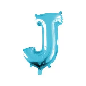 Balao Metalizado FOIL Azul Claro 16 Polegadas letra J