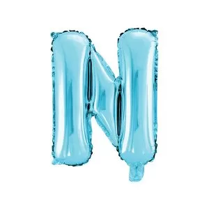 Balao Metalizado FOIL Azul Claro 16 Polegadas letra N