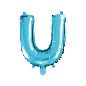 Balao Metalizado FOIL Azul Claro 16 Polegadas letra U