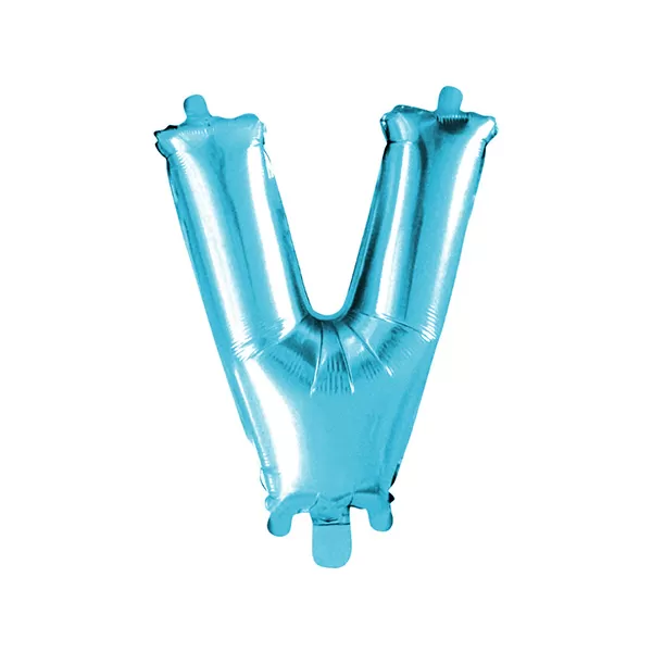 Balao Metalizado FOIL Azul Claro 30 Polegadas letra V