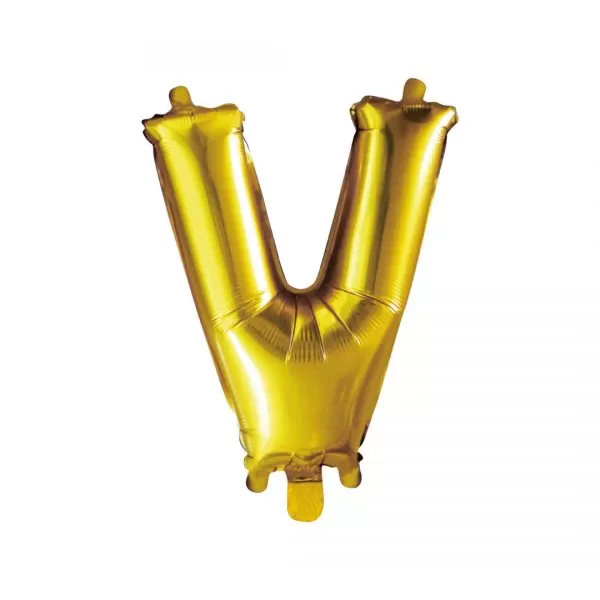 Balao Metalizado FOIL Dourado 16 Polegadas letra V
