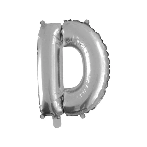 Balao Metalizado FOIL Prateado 16 Polegadas letra D