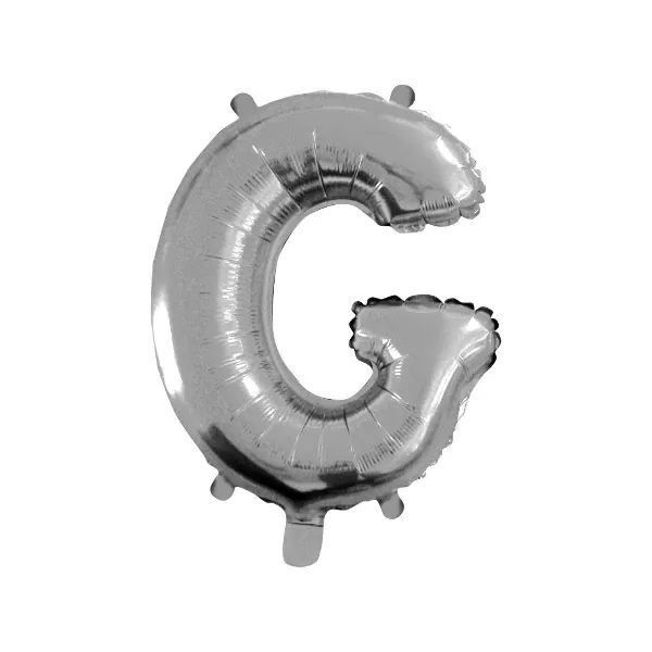 Balao Metalizado FOIL Prateado 16 Polegadas letra G