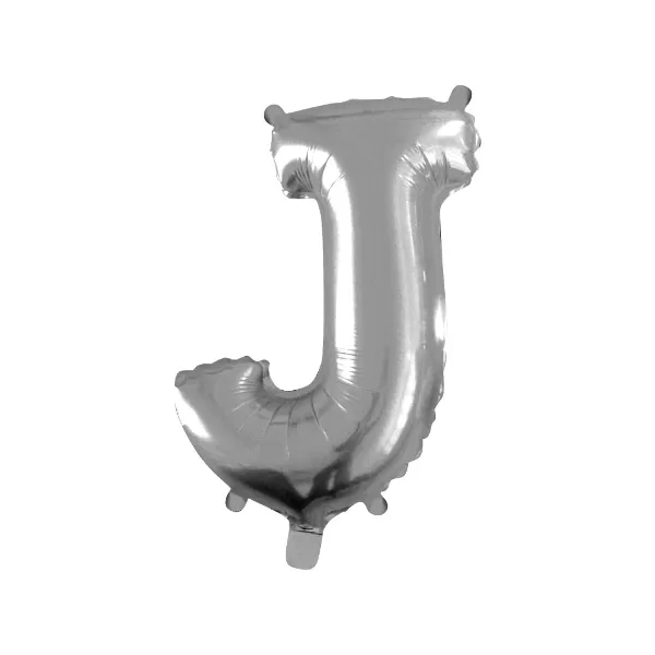 Balao Metalizado FOIL Prateado 16 Polegadas letra J