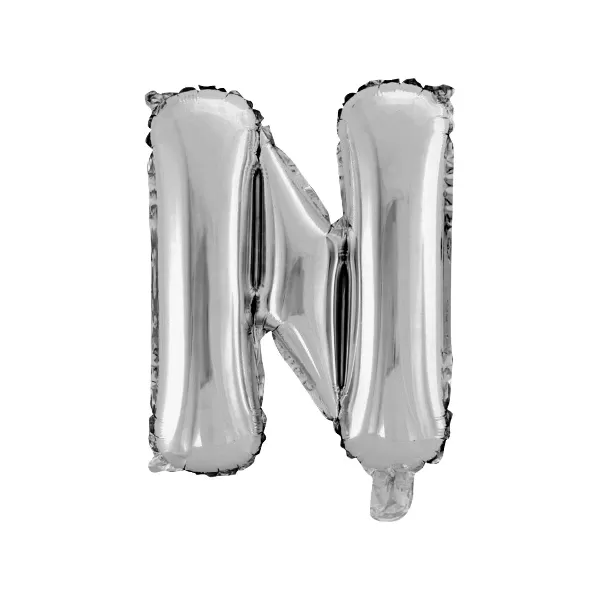 Balao Metalizado FOIL Prateado 16 Polegadas letra N