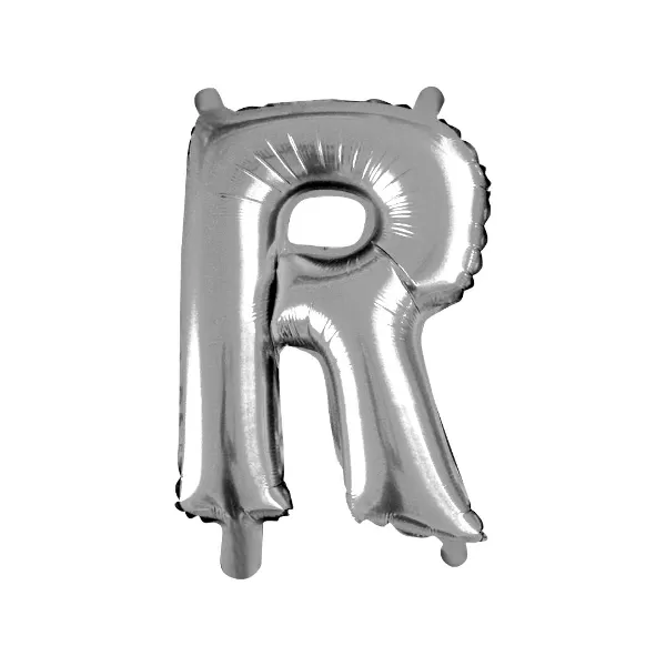 Balao Metalizado FOIL Prateado 16 Polegadas letra R