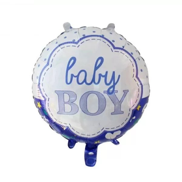 Balao Metalizado FOIL Redondo Temático Baby Boy 18 Polegadas