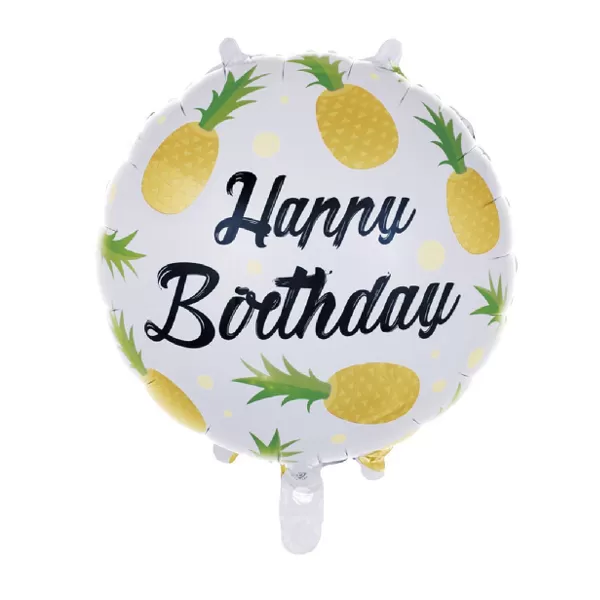 Balao Metalizado FOIL Redondo Temático HAPPY BIRTHDAY Dourado - 18 polegadas