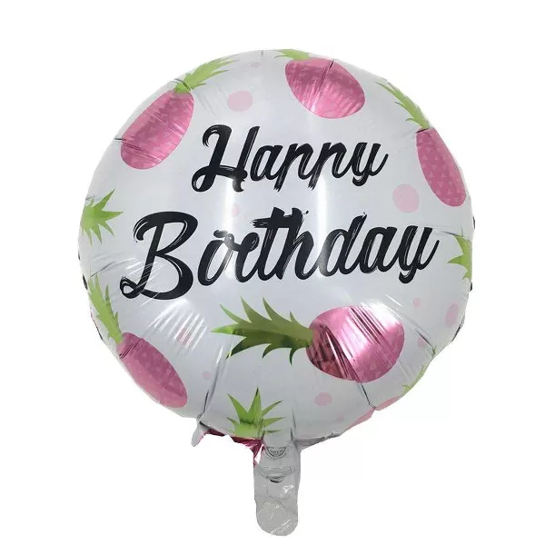 Balao Metalizado FOIL Redondo Temático HAPPY BIRTHDAY Rosa - 18 polegadas