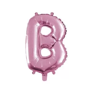 Balao Metalizado FOIL Rosa Claro 16 Polegadas letra B