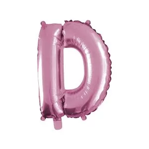 Balao Metalizado FOIL Rosa Claro 16 Polegadas letra D