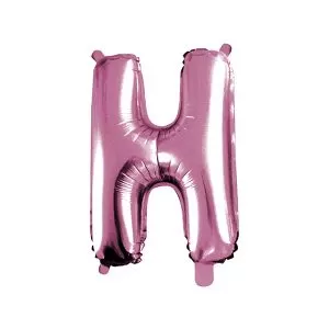 Balao Metalizado FOIL Rosa Claro 16 Polegadas letra H