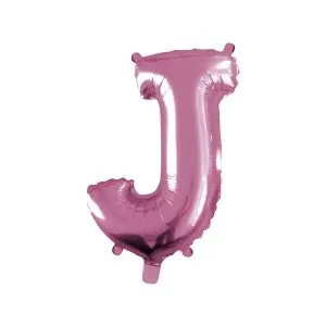 Balao Metalizado FOIL Rosa Claro 16 Polegadas letra J