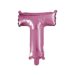 Balao Metalizado FOIL Rosa Claro 16 Polegadas letra T