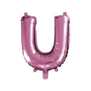 Balao Metalizado FOIL Rosa Claro 16 Polegadas letra U