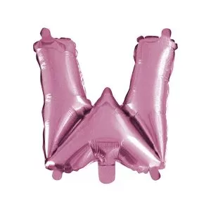 Balao Metalizado FOIL Rosa Claro 16 Polegadas letra W