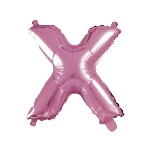 Balao Metalizado FOIL Rosa Claro 16 Polegadas letra X