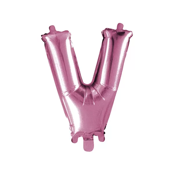 Balao Metalizado FOIL Rosa Claro 30 Polegadas letra V