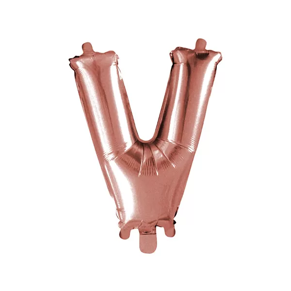 Balao Metalizado FOIL Rose Gold 30 Polegadas letra V