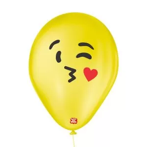 balão personalizado látex emoji beijo de coração