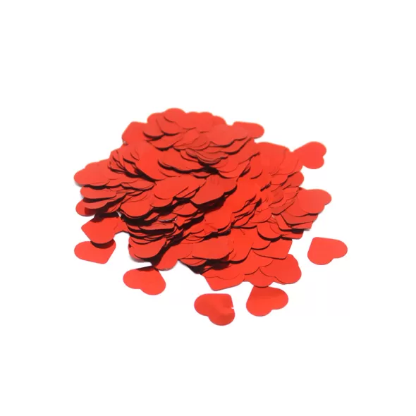 Confete metalizado coracao vermelho 15mm para balao Bubble