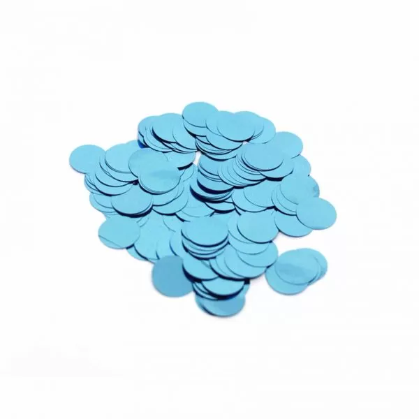 Confete metalizado redondo azul claro 15mm para balao Bubble