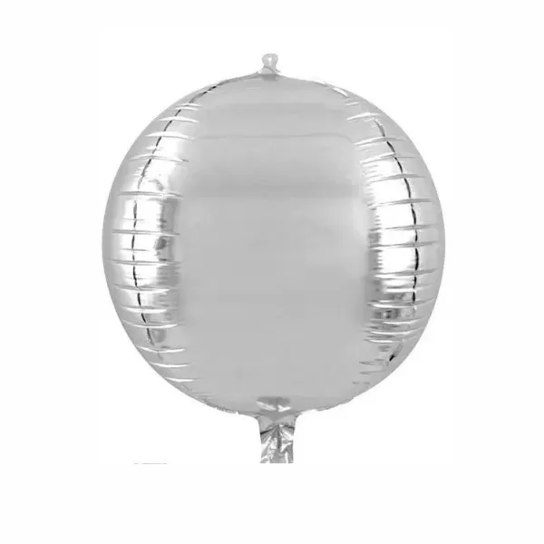 balão metalizado foil prata esfera 4d bola 55cm
