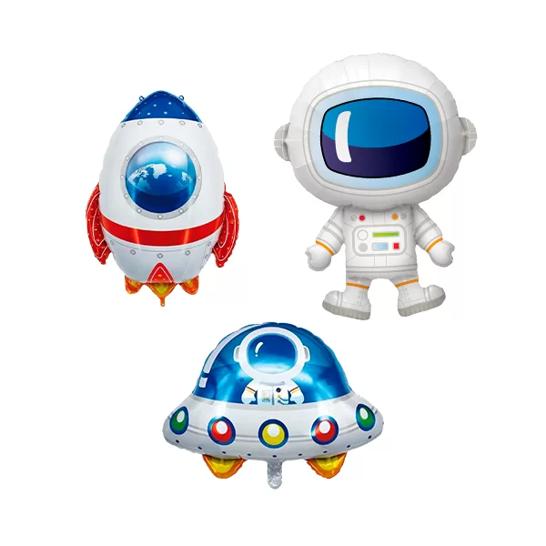 kit balões metalizados temáticos foil astronauta foguete nave espacial