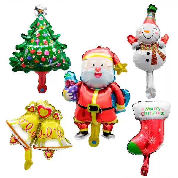 kit balões metalizados temáticos natal pequeno