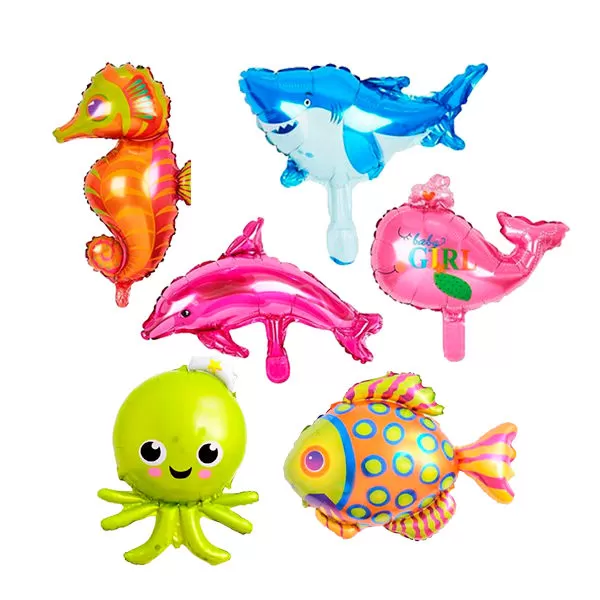 kit balões metalizados temáticos fundo do mar